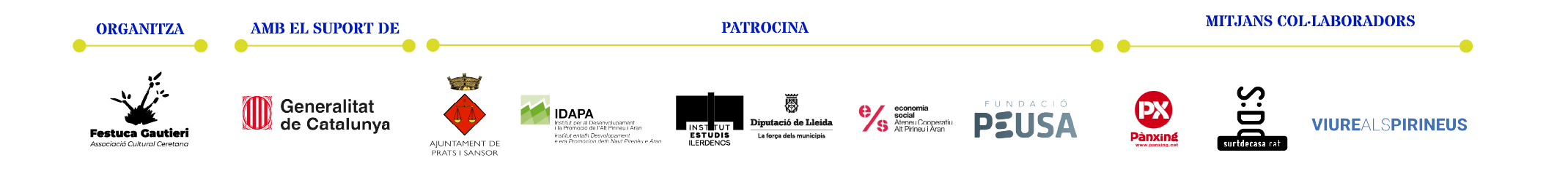 Primera fila de logotips de patrocinadors i col·laboradors de Sons de l'Era 2026