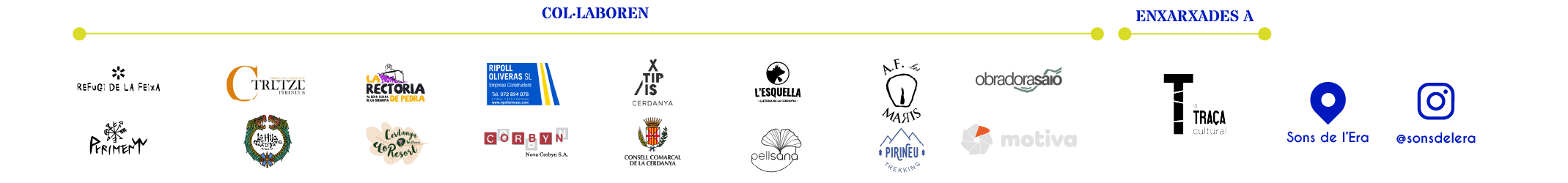 Segona fila de logotips de patrocinadors i col·laboradors de Sons de l'Era 2026